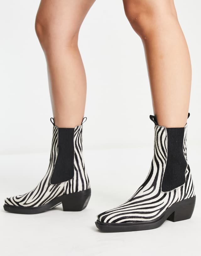 ASOS DESIGN Austin leather chelsea western boots in black