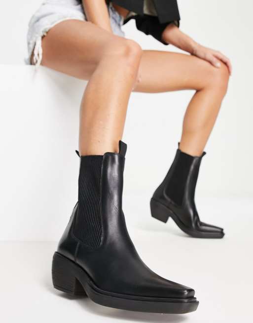 ASOS DESIGN Austin leather chelsea western boots in black | ASOS