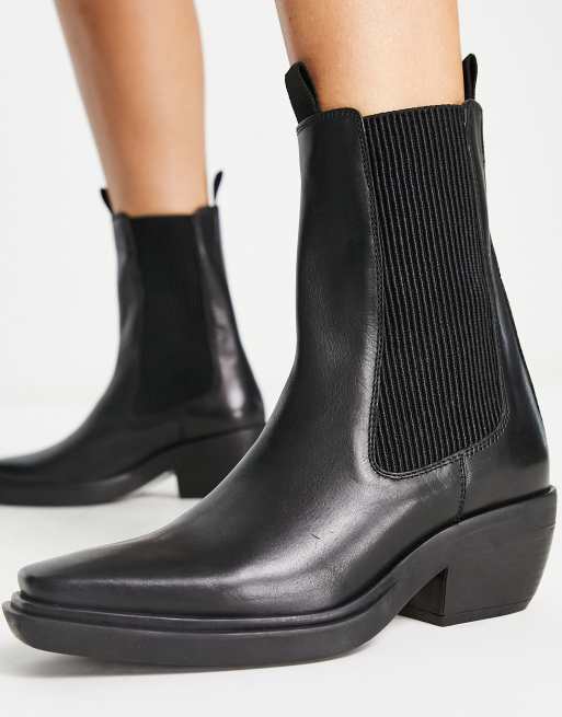 ambulance Gæstfrihed indhold ASOS DESIGN Austin leather chelsea western boots in black | ASOS