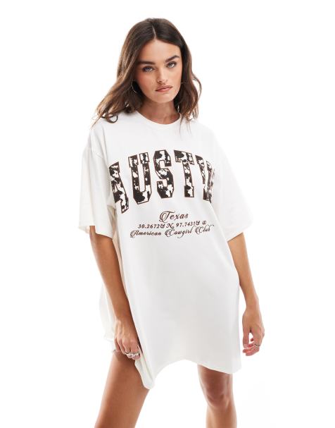 ASOS DESIGN Austin slogan T-shirt dress - view 1