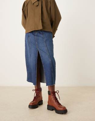 Asos Design Author Lace Up Worker Boots In Brown
