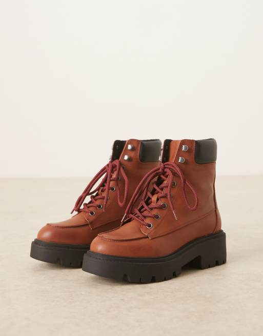 ASOS DESIGN Author lace up worker boots in tan, 2 of 4