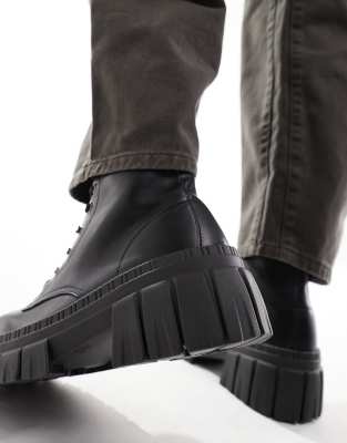 ASOS DESIGN Auto chunky lace up boots in black | ASOS