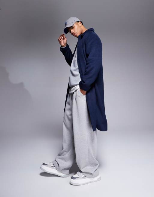ASOS DESIGN - Autojas met wollook in marineblauw