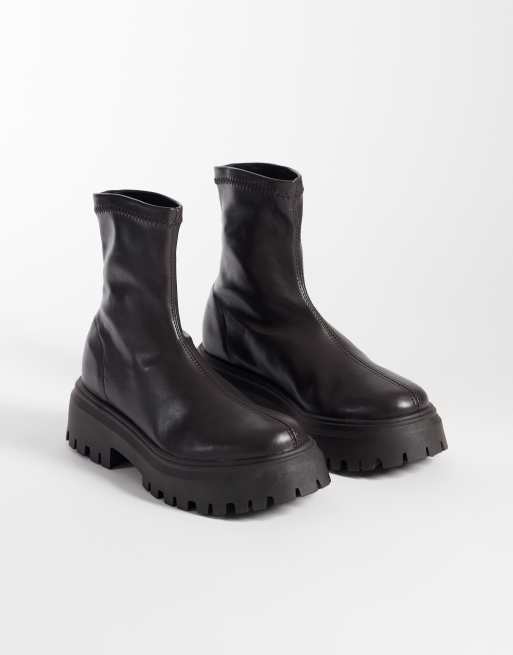 ASOS DESIGN Autumn chunky sock ankle boots in chocolate, 2 of 4
