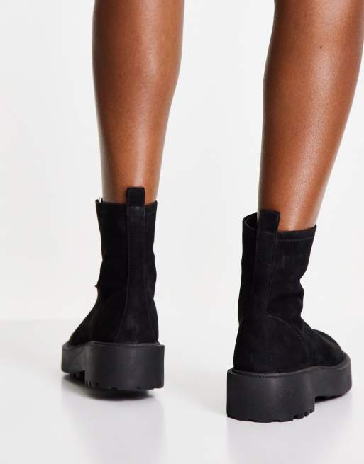 ASOS DESIGN Ava leather front zip boots in black suede, 2 of 4