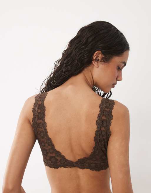 ASOS DESIGN - Ava - Lot de 2 brassières en dentelle à bonnets couvrants - Babeurre et chocolat, 4 de 4
