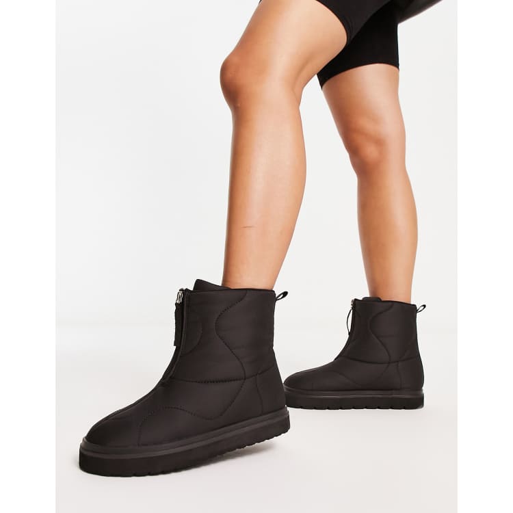 ASOS DESIGN Avenue padded zip front boots in black