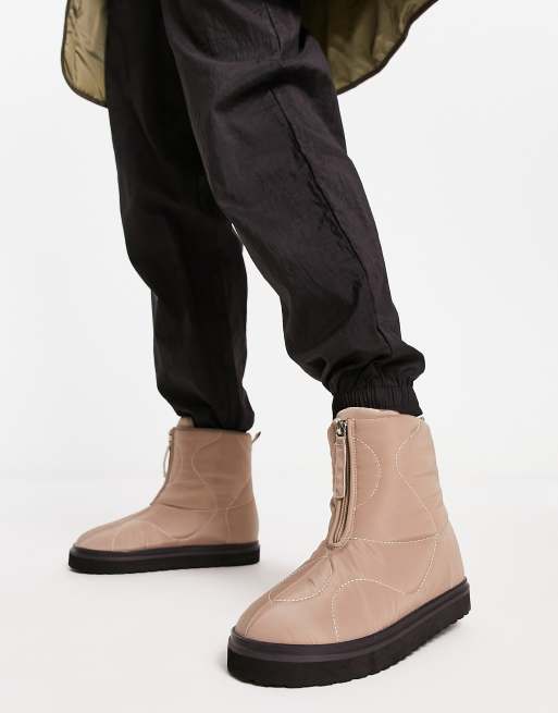 ASOS DESIGN Avenue padded zip front boots in taupe