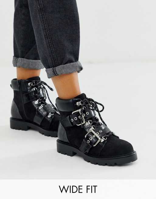 ASOS DESIGN - Avenue - Wandelschoenen met brede pasvorm in zwart