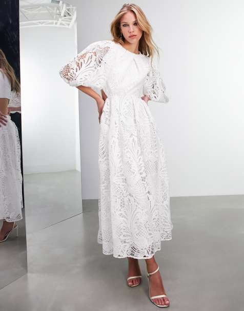 Asos edition lace long sleeve crop top maxi wedding dress sale