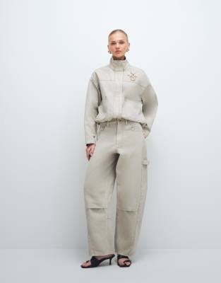 ASOS DESIGN aviator barrel jean co-ord in neutral