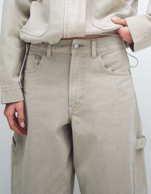 ASOS DESIGN aviator barrel jean co-ord in neutral, 4 of 7