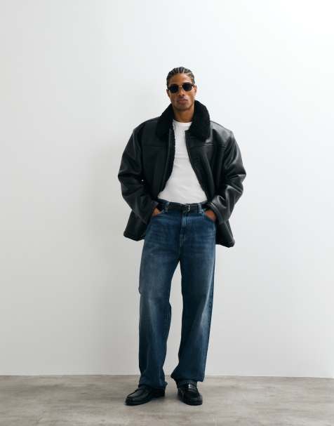 ASOS DESIGN aviator jacket in black - view 1