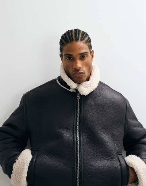 ASOS DESIGN aviator jacket in brown - view 1