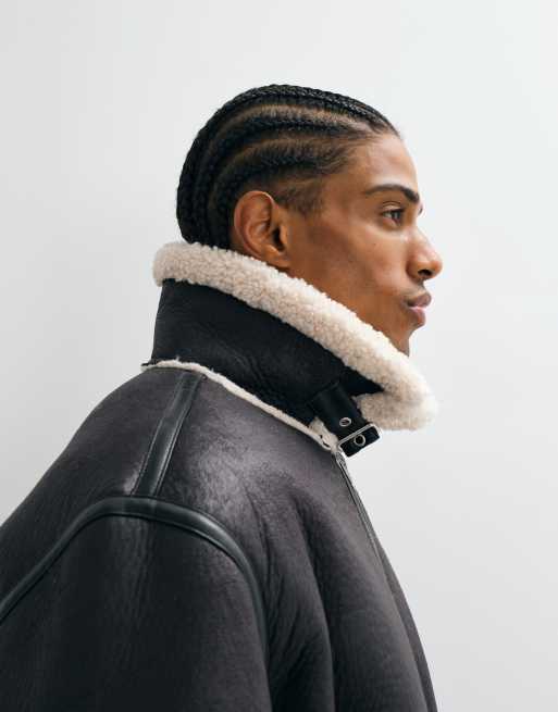 ASOS DESIGN aviator jacket in brown, 2 of 5