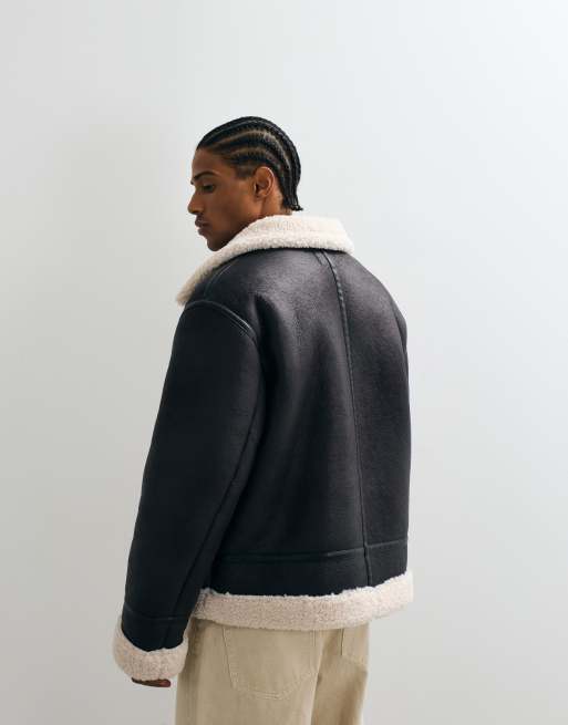 ASOS DESIGN aviator jacket in brown, 5 of 5
