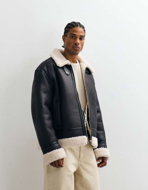 ASOS DESIGN aviator-jakke i brun, 4 af 5