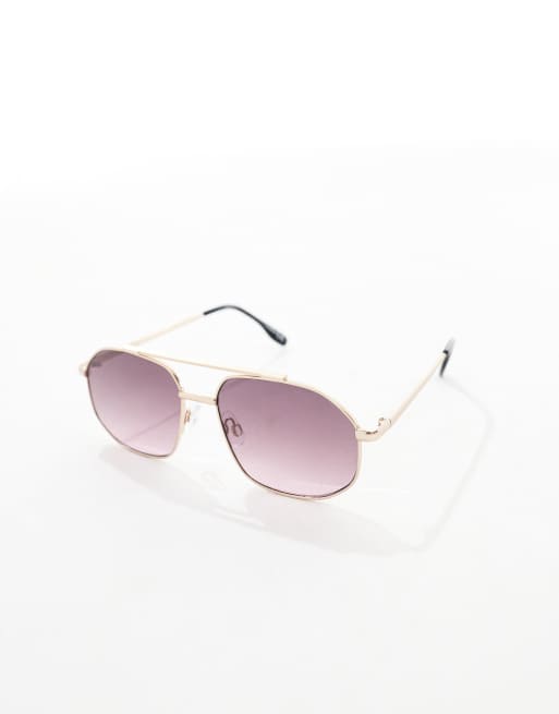 ASOS DESIGN - Aviator-solbriller med bordeaux glas og guldfarvet metalstel , 3 af 3