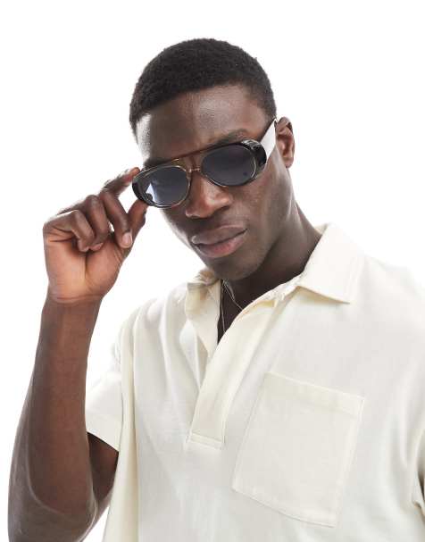 ASOS DESIGN - Aviator-solbriller med brunt ombre-stel og blå glas - view 1