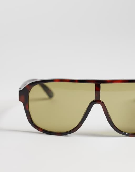 ASOS DESIGN - Aviator-solbriller med omsluttende design og skildpaddemønster samt brune glas, 2 af 3