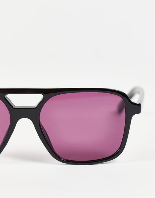 Black sunglasses with pink lenses sale