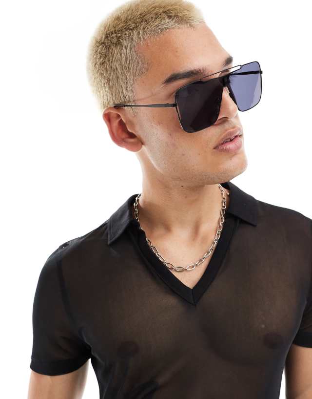 ASOS DESIGN - aviator sunglasses in black