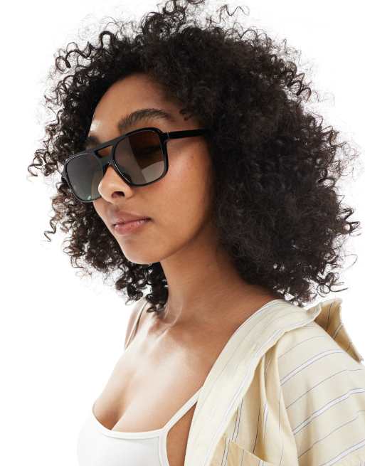 ASOS DESIGN aviator sunglasses in black