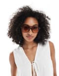 [ASOS DESIGN] ASOS DESIGN aviator sunglasses in crystal brown with orange fade lens No Size Crystal brown