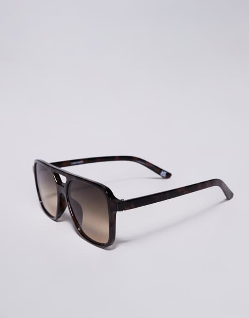 ASOS DESIGN aviator sunglasses in tort frame