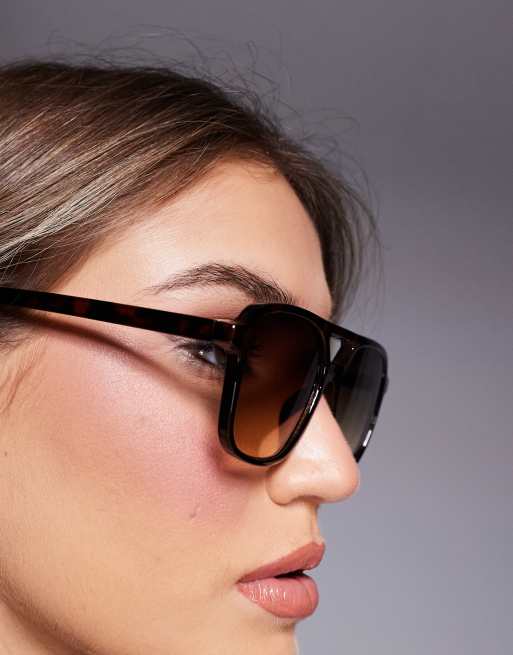 ASOS DESIGN aviator sunglasses in tort frame