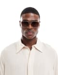 [ASOS DESIGN] ASOS DESIGN aviator sunglasses with brown lens and gold metal frame No Size GOLD