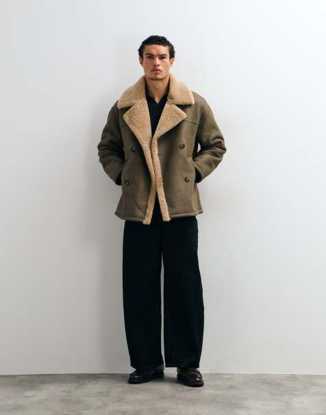 ASOS DESIGN aviatorjack met borgvoering in lichtbruin - view 1