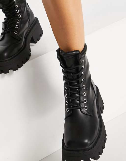 ASOS DESIGN – Avid – Svarta boots med snörning, extremt fyrkantig tå och bred passform, 4 av 4