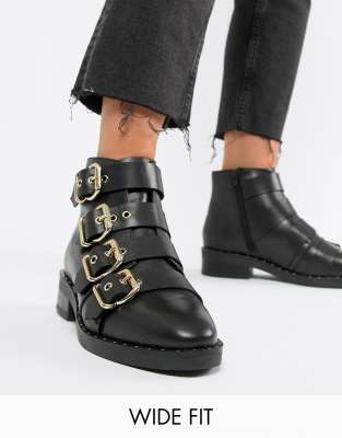 black leather studded ankle boots