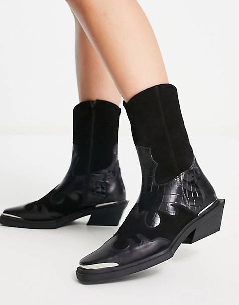 ASOS Damen Schuhe Stiefel Cowboy & Bikerboots Hudson premium leather heeled western boot in 