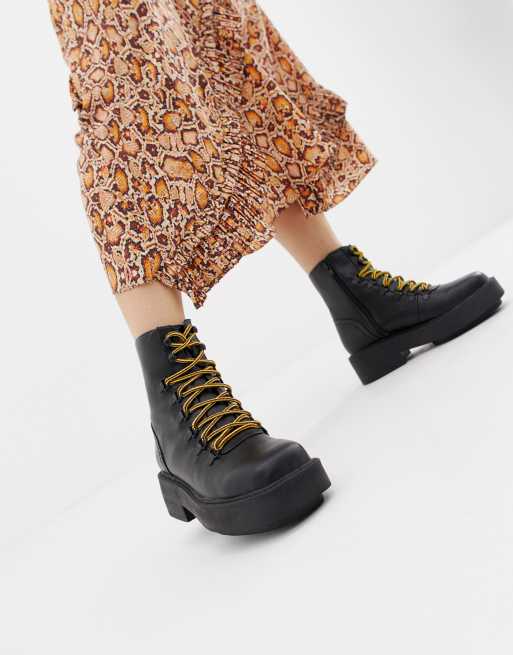 chunky heel square toe boots
