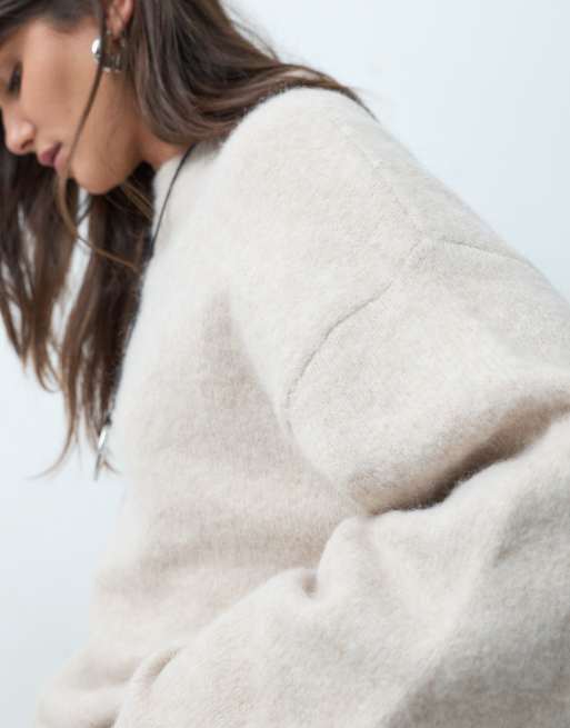 ASOS DESIGN avslappnad fluffig tröja med ull i marshmallow, 3 av 4