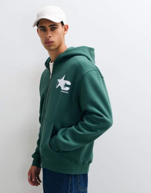 ASOS DESIGN avslappnad huvtröja med dragkedja och tryck, 3 av 5