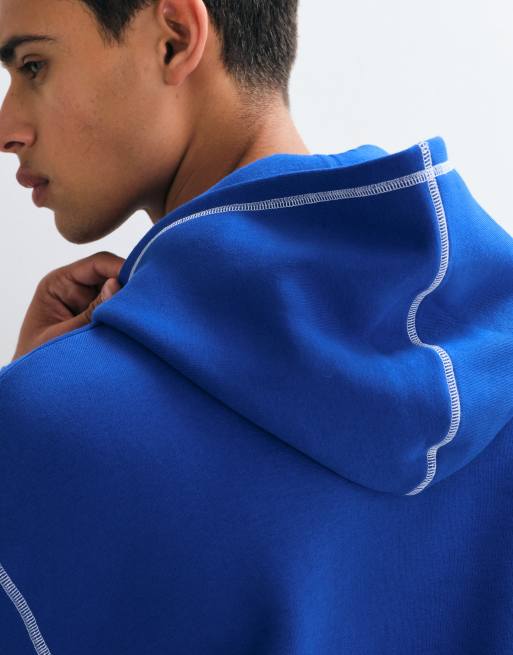 ASOS DESIGN avslappnad huvtröja med kontrast i blått, 2 av 5
