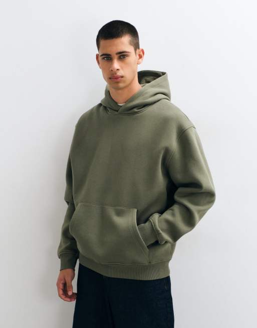 ASOS DESIGN avslappnad huvtröja med tryck i khaki, 5 av 9