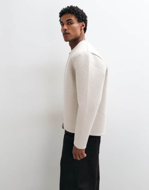 ASOS DESIGN avslappnad koftmodell med dragkedja i strukturerat tyg i beige, 5 av 5