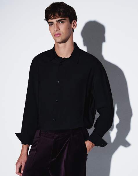 ASOS DESIGN avslappnad, ledig skjorta i svart - view 1