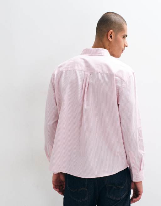 ASOS DESIGN avslappnad oxfordskjorta med ränder i ljusrosa, 2 av 5