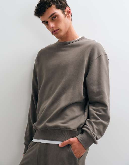 ASOS DESIGN avslappnad set med tröja med rund halsringning och acid wash i grått, 5 av 5