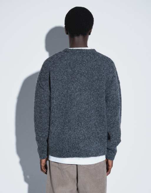 ASOS DESIGN avslappnad stickad tröja med synlig rund halsringning i charcoal, 5 av 5