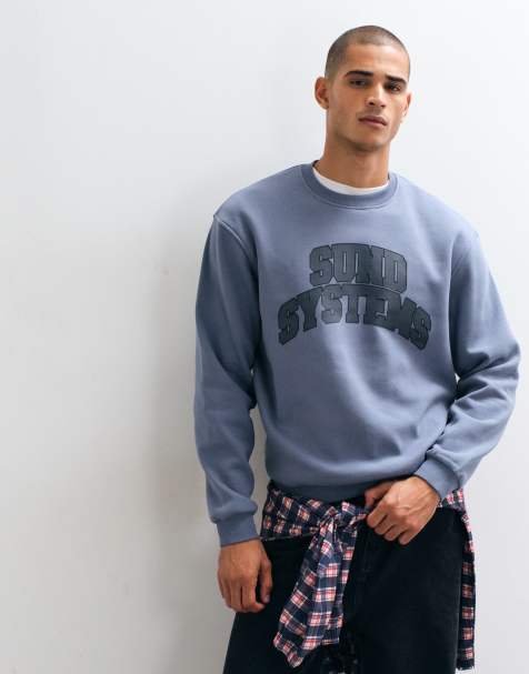 ASOS DESIGN avslappnad sweatshirt med collegiate-tryck framtill i blått - view 1