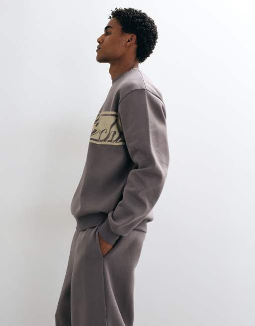 ASOS DESIGN avslappnad sweatshirt med tryck i mörkgrå, 4 av 5