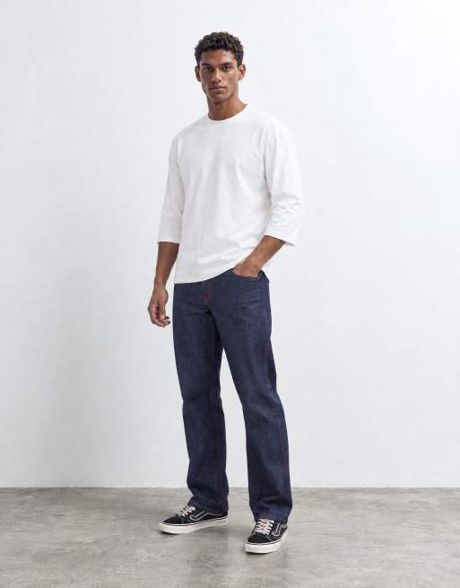 ASOS DESIGN avslappnad t-shirt i 3/4-längd med rundad fåll i vitt, 6 av 9