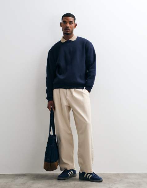 ASOS DESIGN avslappnad tröja med dubbla lager och korsad front i marinblått - view 1